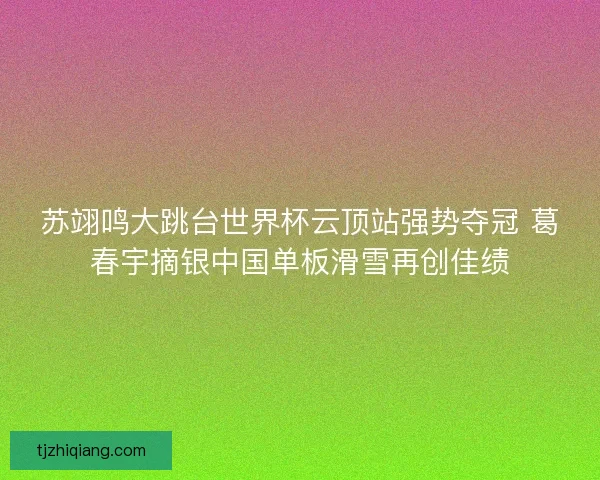 苏翊鸣大跳台世界杯云顶站强势夺冠 葛春宇摘银中国单板滑雪再创佳绩