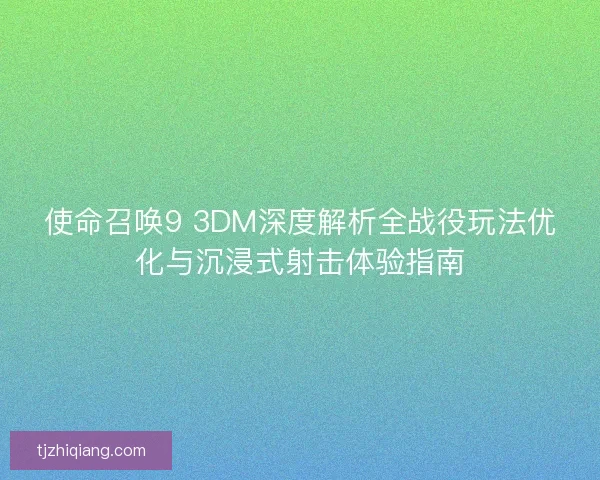 使命召唤9 3DM深度解析全战役玩法优化与沉浸式射击体验指南
